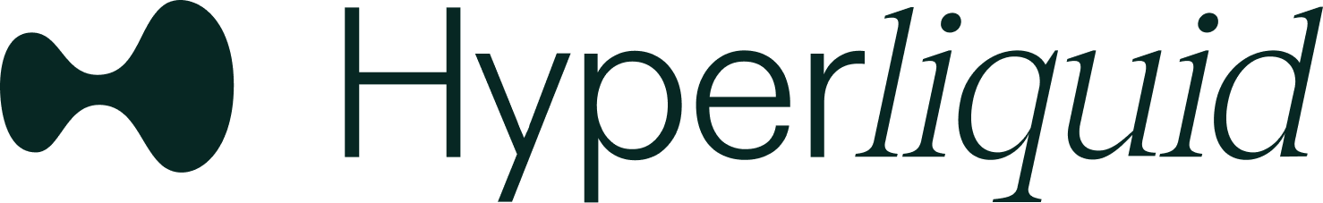 Hyperliquid logo with abstract shape and stylized text.