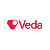 Veda brand logo in red with a stylized V emblem.