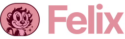 Felix brand logo with a cartoon cat face in a circle next to the word Felix.